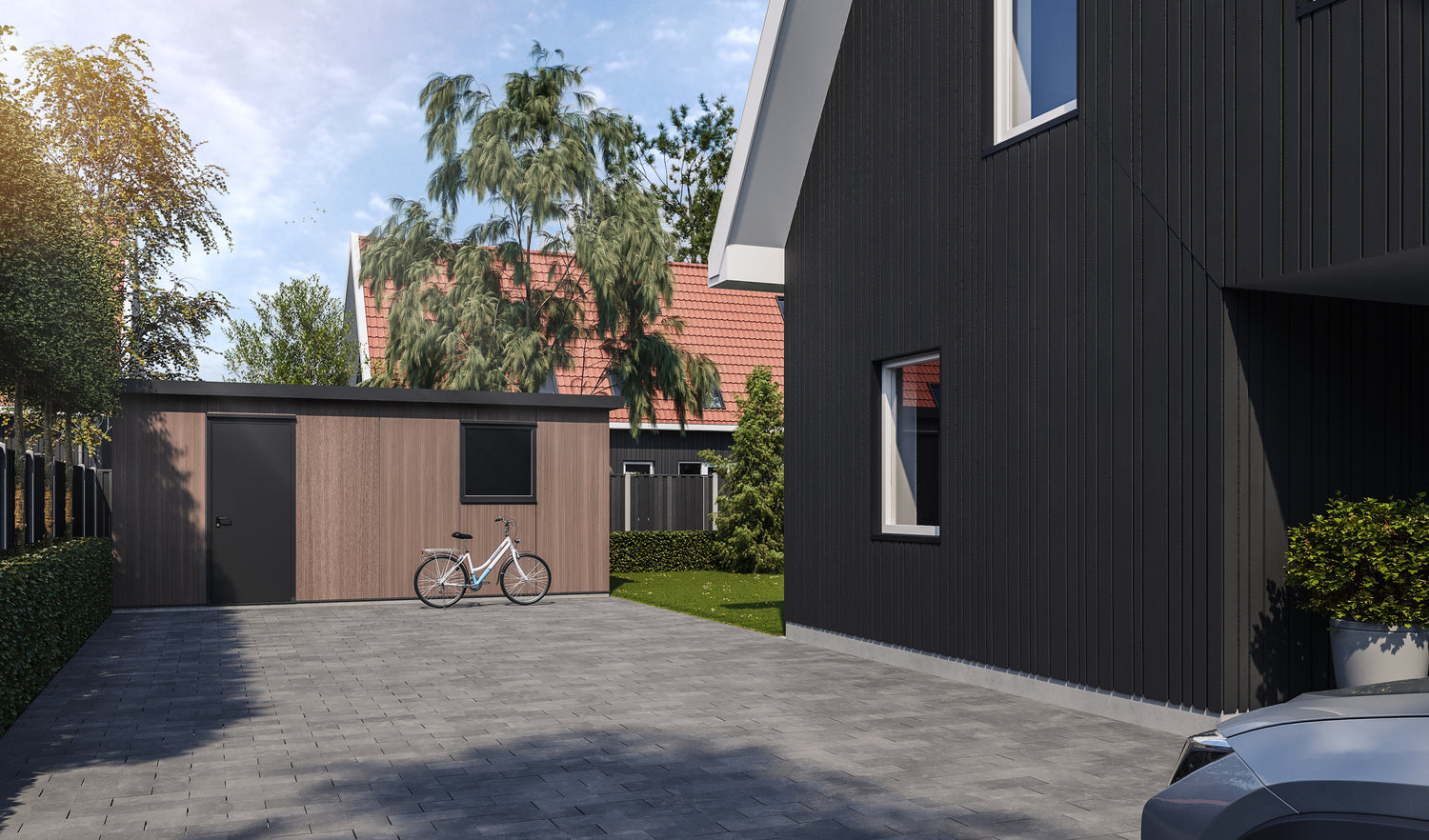 Prefab schuur 4x6m houtlook