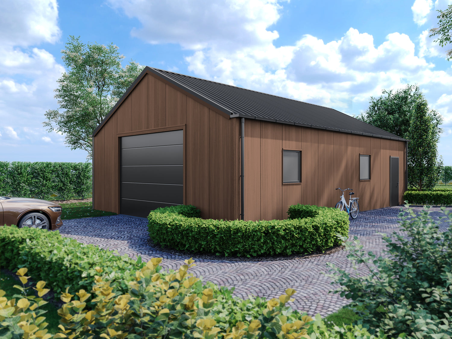 Prefab schuur 6x12m houtlook