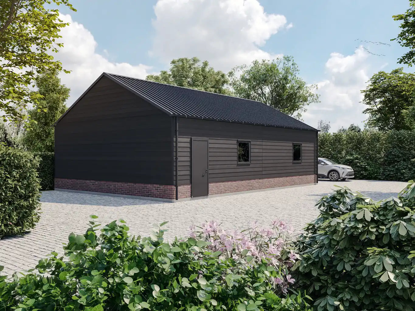Prefab schuur 8x12m stalen rabat met borstwering
